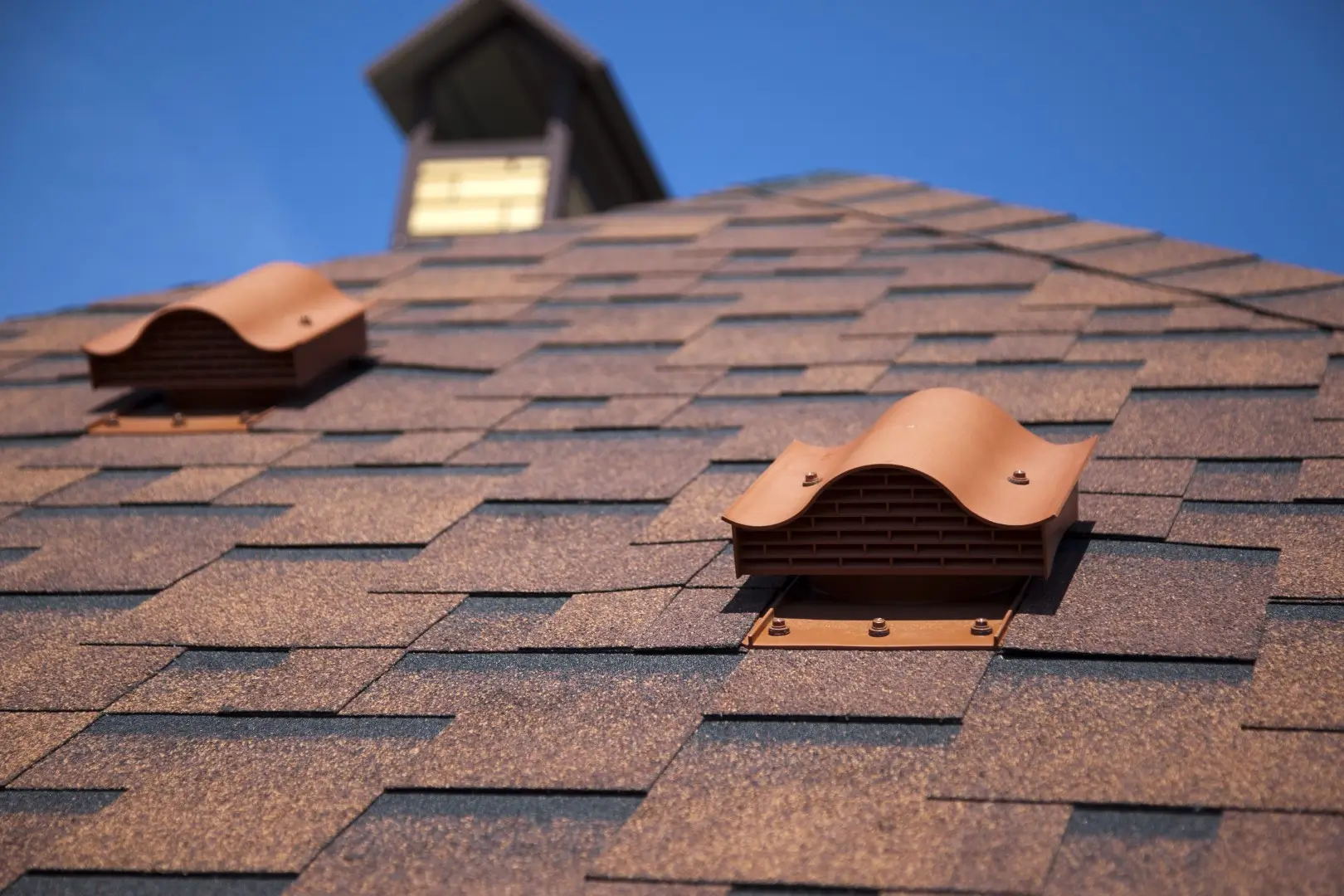 Shingles on the roof with ventilation.