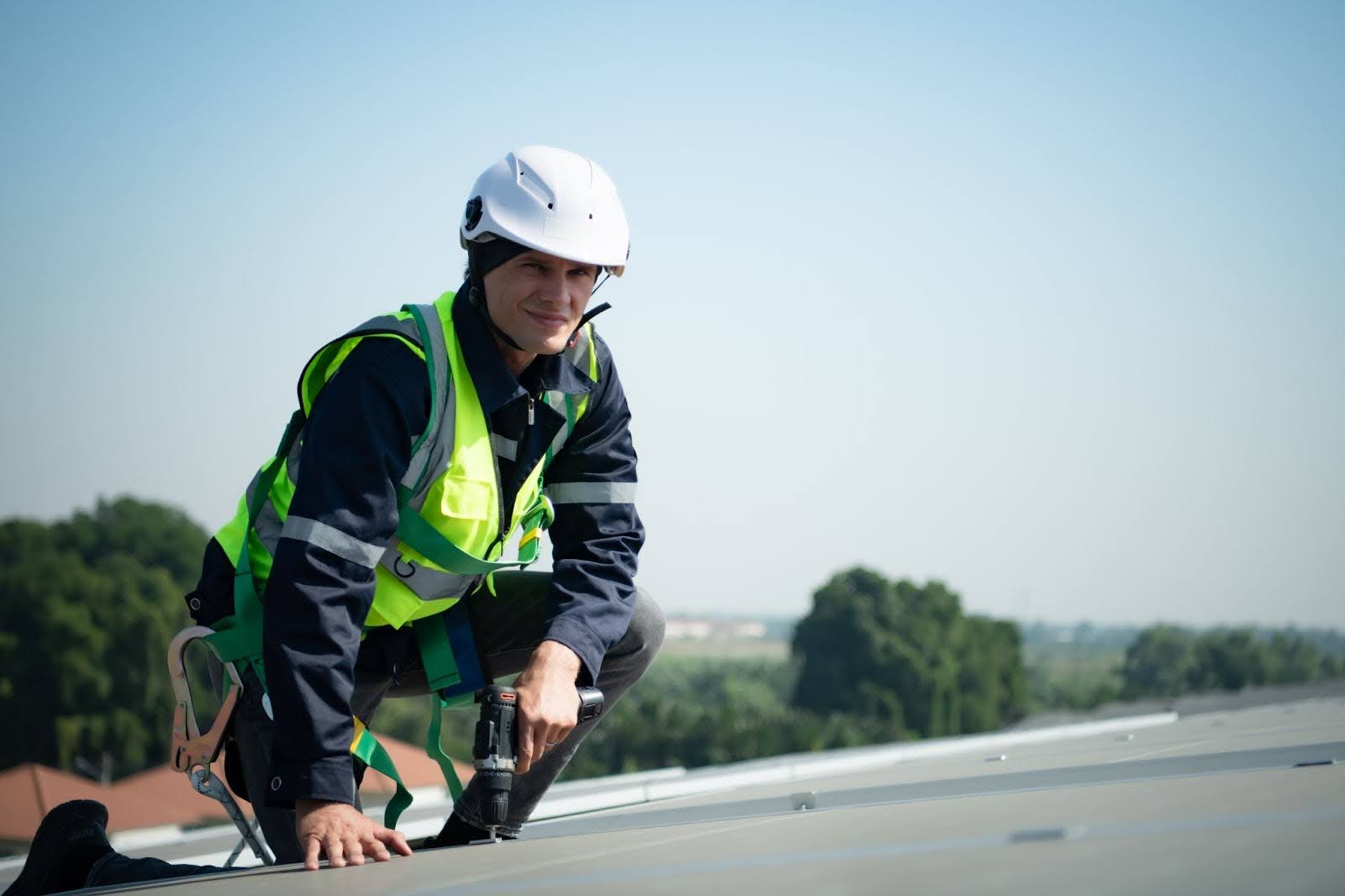 A contractor performs a scheduled roof inspection to identify repair needs.