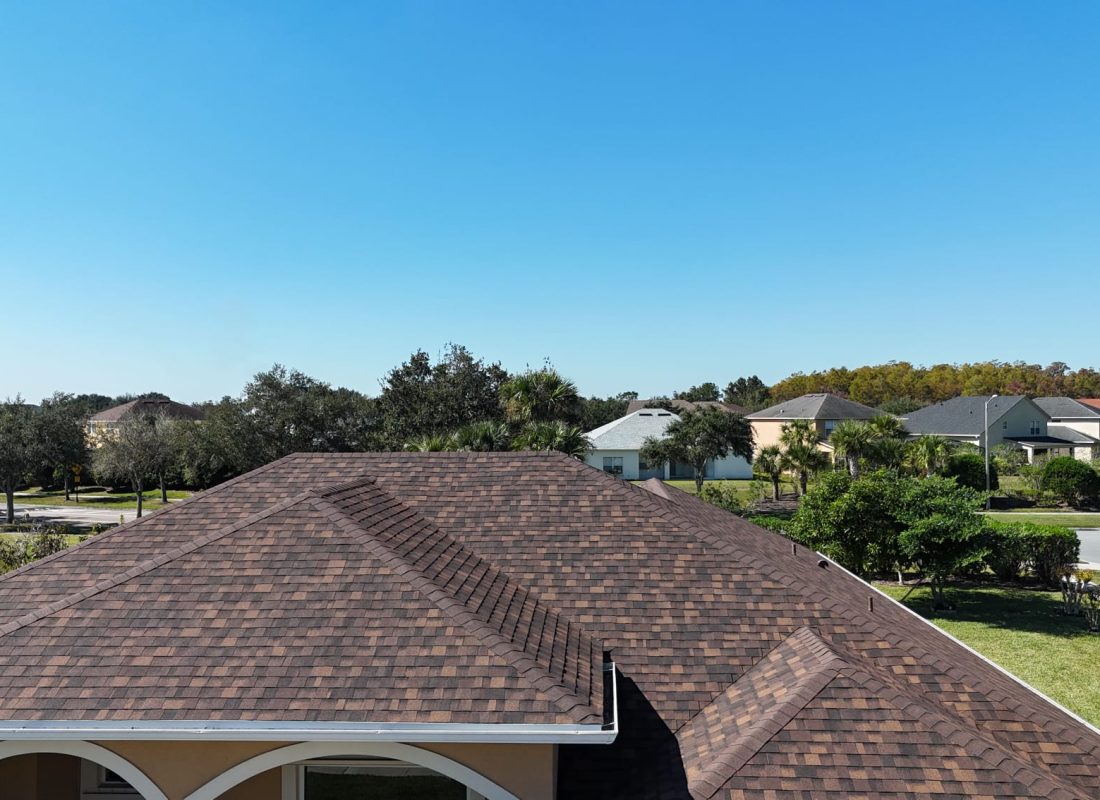 Completed architectural shingle roof installed by Febres Roofing in Central Florida