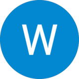 W inside a blue circle - graphic